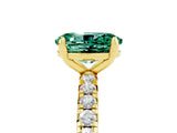 Yellow gold Oval Cut Green Sapphire Pavé Solitaire Ring with Round Band and Prong Setting_29