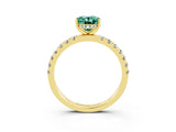 Yellow gold Oval Cut Green Sapphire Pave Band Solitaire Ring with Four-Prong Setting_27