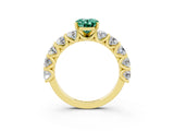 Yellow gold Oval Cut Green Sapphire Prong Setting with Side Stones on a Pave Band_3