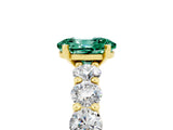 Yellow gold Oval Cut Green Sapphire Prong Setting with Side Stones on a Pave Band_5