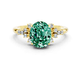 Yellow gold Oval Cut Green Sapphire Ring with Side Stones and Four-Prong Setting_72