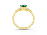 Yellow gold Oval Cut Green Sapphire Ring with Side Stones and Four-Prong Setting_75