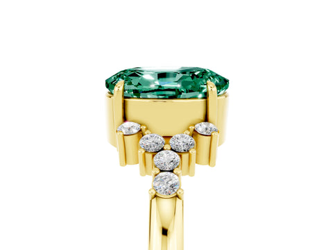 Yellow gold Oval Cut Green Sapphire Ring with Side Stones and Four-Prong Setting_77