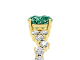 Yellow gold Oval Cut Green Sapphire Scattered Round Accent Ring with Prong Setting_17