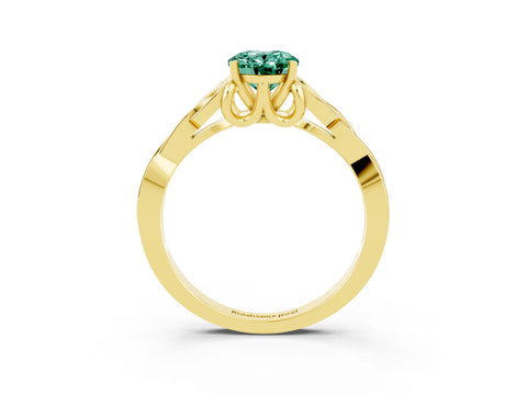 Yellow gold Oval Cut Green Sapphire Solitaire Celtic Knot Ring with Four-Prong Setting_15