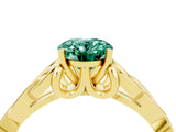Yellow gold Oval Cut Green Sapphire Solitaire Celtic Knot Ring with Four-Prong Setting_16