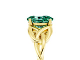 Yellow gold Oval Cut Green Sapphire Solitaire Celtic Knot Ring with Four-Prong Setting_17