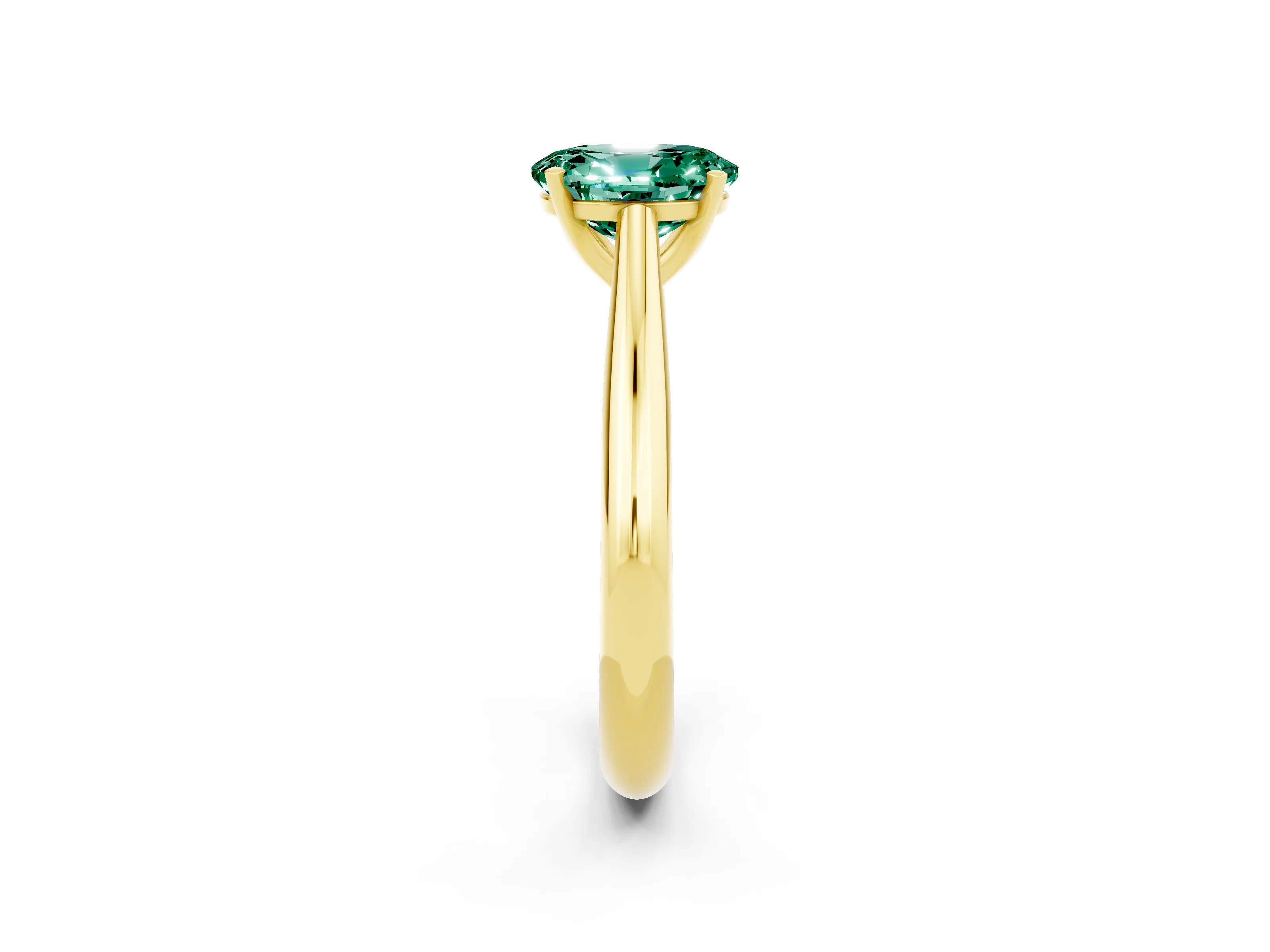 Yellow gold Oval Cut Green Sapphire Solitaire Engagement Ring with Cathedral Setting and Four-Prong Mount_14