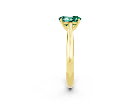 Yellow gold Oval Cut Green Sapphire Solitaire Engagement Ring with Cathedral Setting and Four-Prong Mount_14