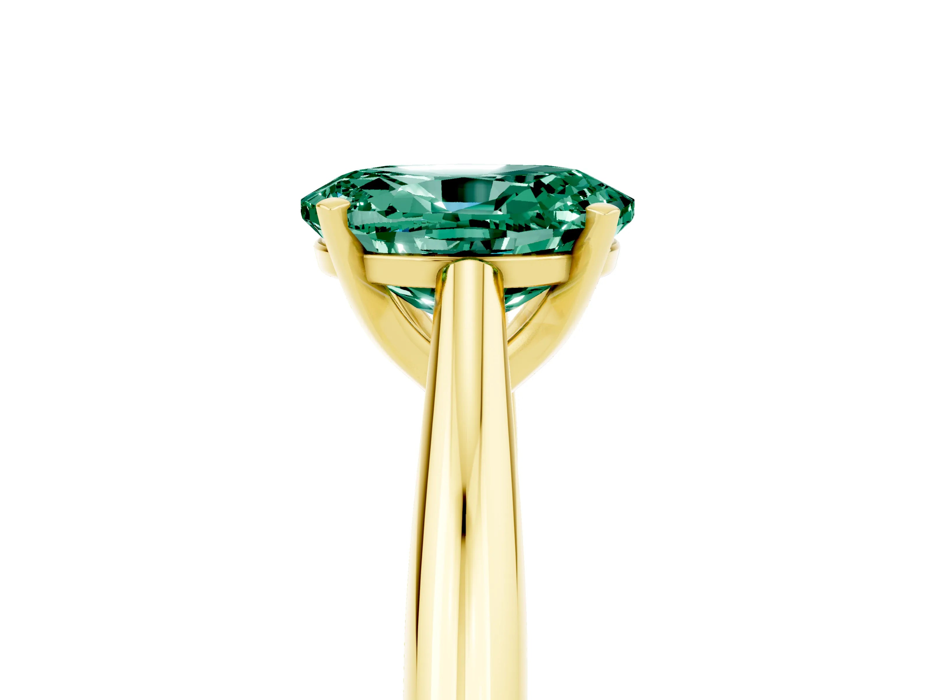 Yellow gold Oval Cut Green Sapphire Solitaire Engagement Ring with Cathedral Setting and Four-Prong Mount_17