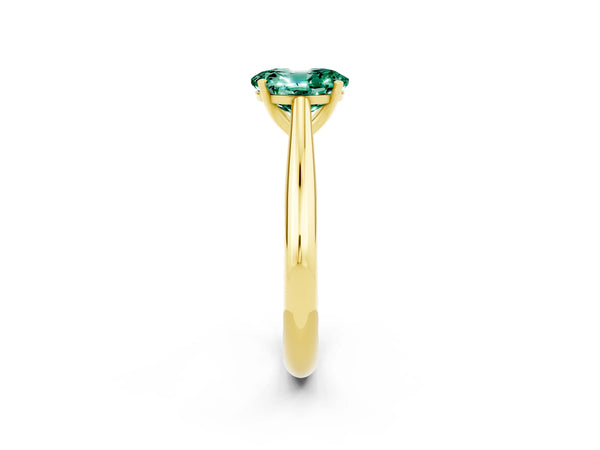 Yellow gold Oval Cut Green Sapphire Solitaire Engagement Ring with Cathedral Setting and Four-Prong Mount