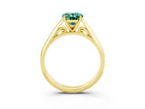 Yellow gold Oval Cut Green Sapphire Solitaire Engagement Ring with Cathedral Setting and Four-Prong Mount_21
