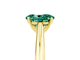 Yellow gold Oval Cut Green Sapphire Solitaire Engagement Ring with Cathedral Setting and Four-Prong Mount_23