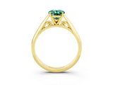 Yellow gold Oval Cut Green Sapphire Solitaire Engagement Ring with Cathedral Setting and Four-Prong Mount_27