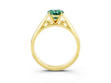 Yellow gold Oval Cut Green Sapphire Solitaire Engagement Ring with Cathedral Setting and Four-Prong Mount_69