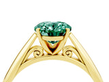 Yellow gold Oval Cut Green Sapphire Solitaire Engagement Ring with Cathedral Setting and Four-Prong Mount_70