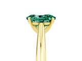 Yellow gold Oval Cut Green Sapphire Solitaire Engagement Ring with Cathedral Setting and Four-Prong Mount_71