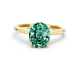 Yellow gold Oval Cut Green Sapphire Solitaire Engagement Ring with Classic Band and Four-Prong Setting_24