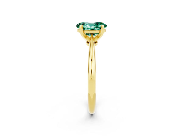 Yellow gold Oval Cut Green Sapphire Solitaire Engagement Ring with Classic Band and Four-Prong Setting