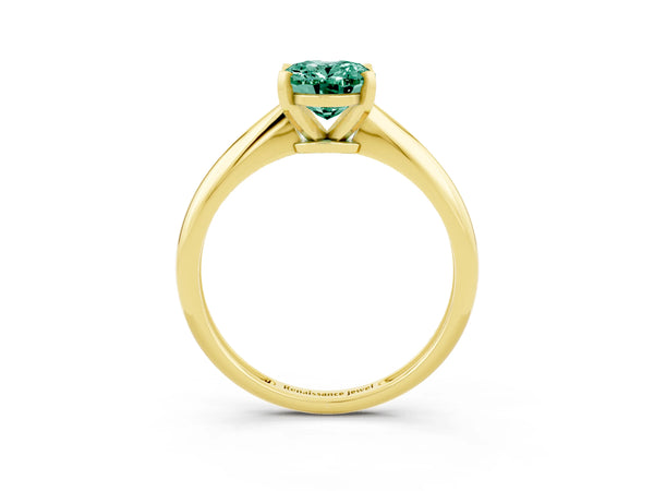 Yellow gold Oval Cut Green Sapphire Solitaire Engagement Ring with Classic Band and Four-Prong Setting