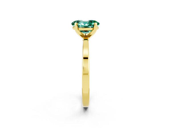 Yellow gold Oval Cut Green Sapphire Solitaire Engagement Ring with Classic Band and Four-Prong Setting