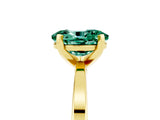 Yellow gold Oval Cut Green Sapphire Solitaire Engagement Ring with Classic Band and Four-Prong Setting_48
