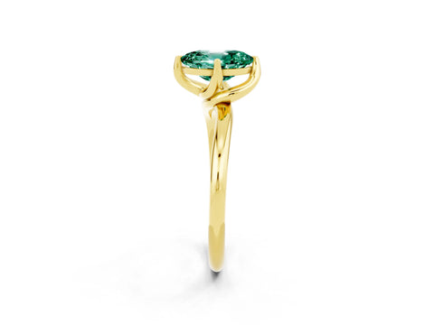 Yellow gold Oval Cut Green Sapphire Solitaire Engagement Ring with Four-Prong Setting and Classic Band_14