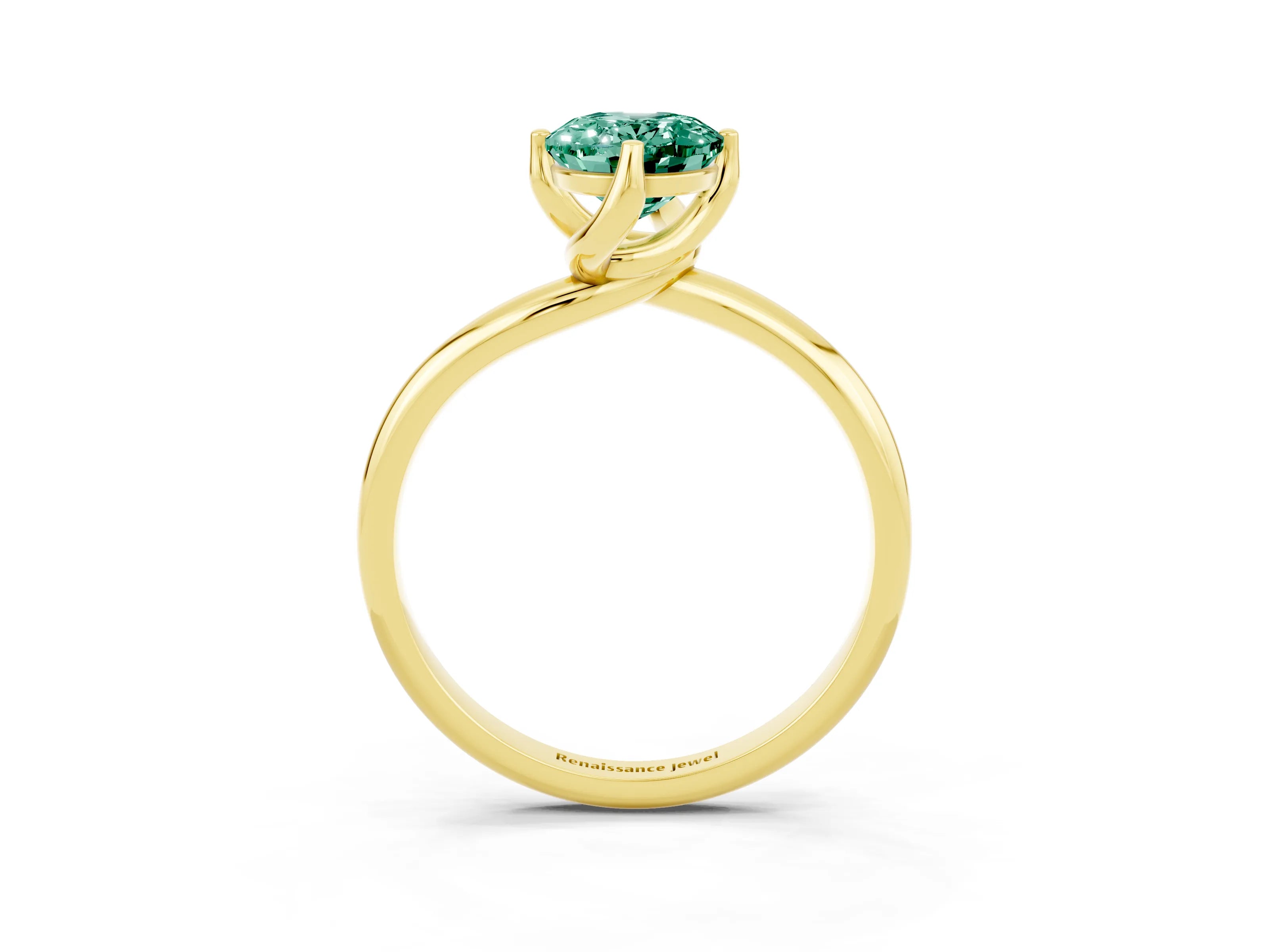 Yellow gold Oval Cut Green Sapphire Solitaire Engagement Ring with Four-Prong Setting and Classic Band_15