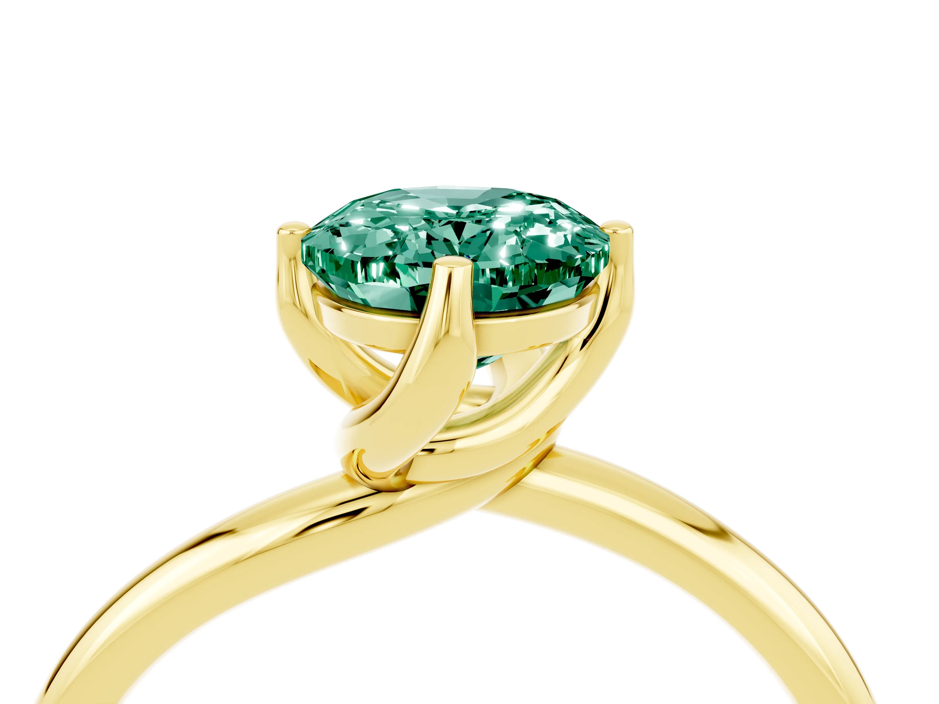 Yellow gold Oval Cut Green Sapphire Solitaire Engagement Ring with Four-Prong Setting and Classic Band_16