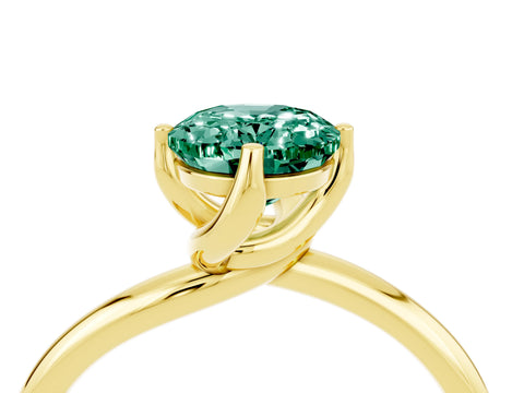 Yellow gold Oval Cut Green Sapphire Solitaire Engagement Ring with Four-Prong Setting and Classic Band_16