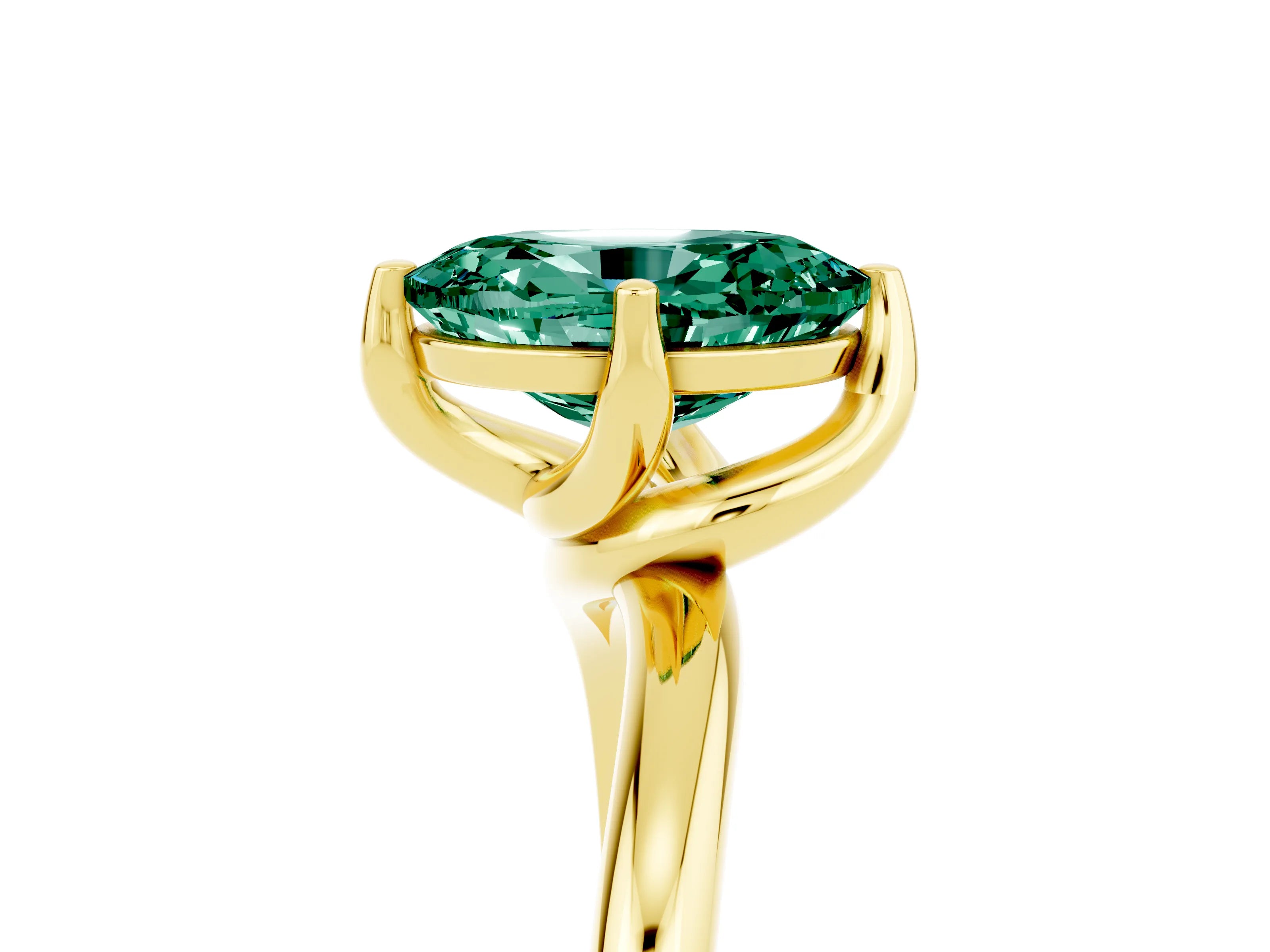 Yellow gold Oval Cut Green Sapphire Solitaire Engagement Ring with Four-Prong Setting and Classic Band_17