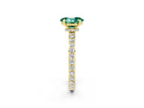 Yellow gold Oval Cut Green Sapphire Solitaire Engagement Ring with Pavé Band and Four-Prong Setting_2