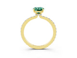 Yellow gold Oval Cut Green Sapphire Solitaire Engagement Ring with Pavé Band and Four-Prong Setting_3