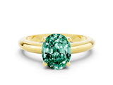 Yellow gold Oval Cut Green Sapphire Solitaire Engagement Ring with Round Band and Four-Prong Setting