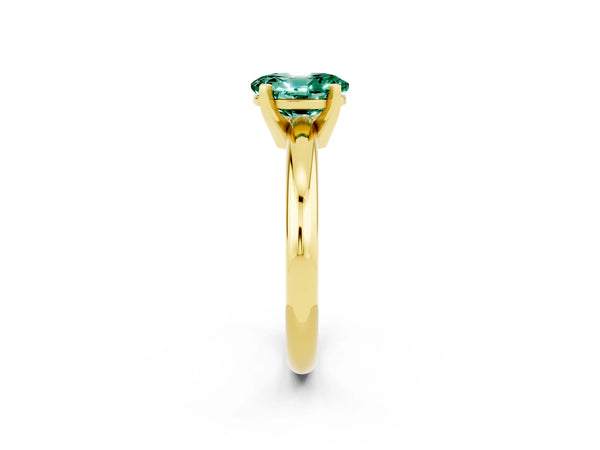 Yellow gold Oval Cut Green Sapphire Solitaire Engagement Ring with Round Band and Four-Prong Setting