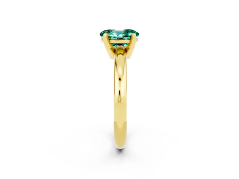 Yellow gold Oval Cut Green Sapphire Solitaire Engagement Ring with Round Band and Four-Prong Setting_2