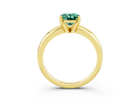 Yellow gold Oval Cut Green Sapphire Solitaire Engagement Ring with Round Band and Four-Prong Setting_3