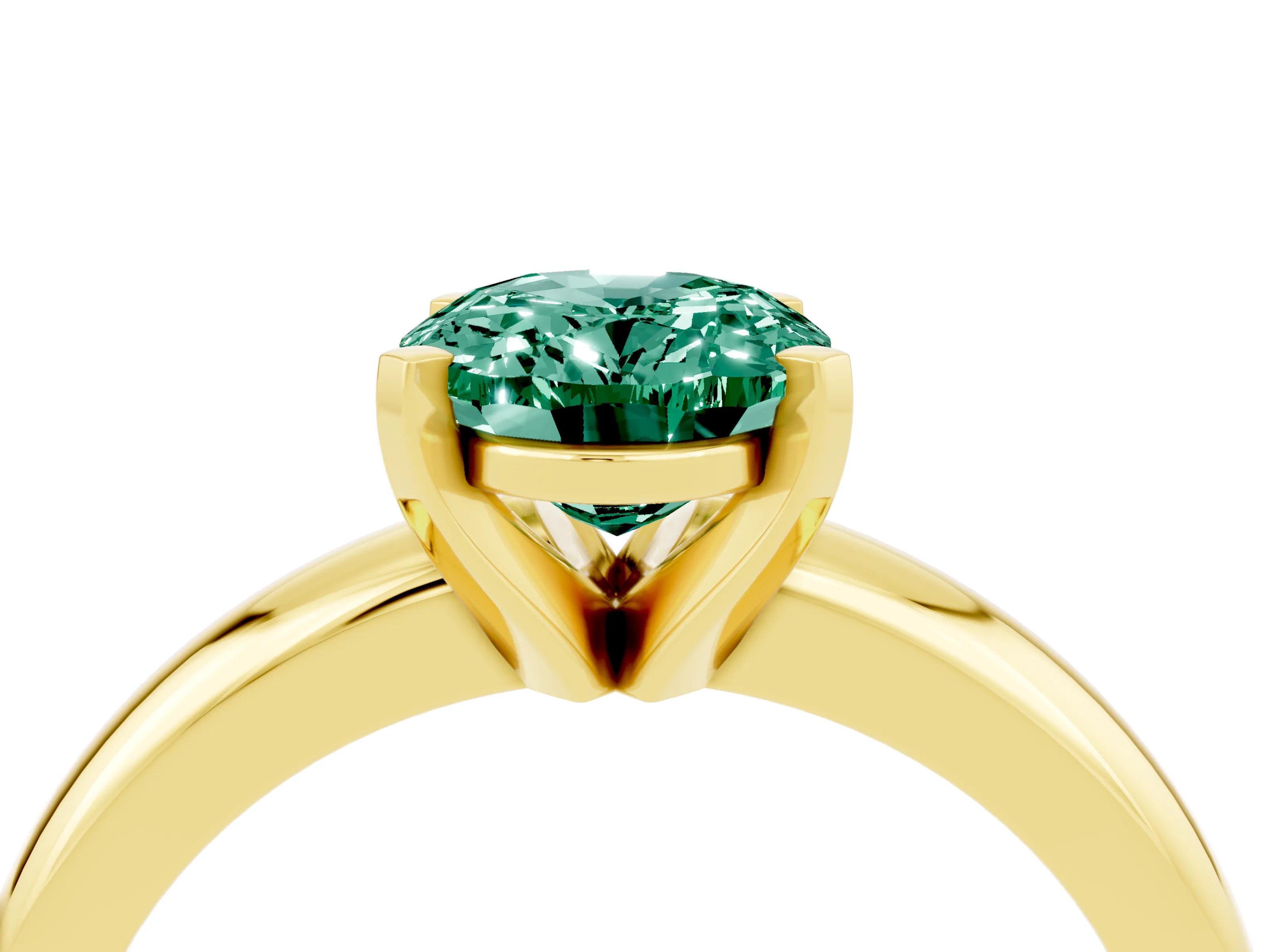 Yellow gold Oval Cut Green Sapphire Solitaire Engagement Ring with Round Band and Four-Prong Setting_4