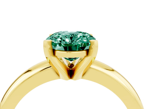 Yellow gold Oval Cut Green Sapphire Solitaire Engagement Ring with Round Band and Four-Prong Setting_4