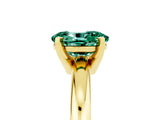 Yellow gold Oval Cut Green Sapphire Solitaire Engagement Ring with Round Band and Four-Prong Setting_5
