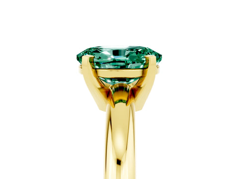 Yellow gold Oval Cut Green Sapphire Solitaire Engagement Ring with Round Band and Four-Prong Setting_5