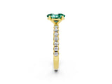 Yellow gold Oval Cut Green Sapphire Solitaire Pavé Band with Four-Prong Setting_2