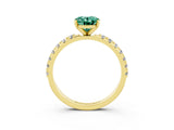 Yellow gold Oval Cut Green Sapphire Solitaire Pavé Band with Four-Prong Setting_3