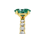 Yellow gold Oval Cut Green Sapphire Solitaire Pavé Band with Four-Prong Setting_5