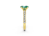 Yellow gold Oval Cut Green Sapphire Solitaire Pavé Engagement Ring with Round Band and Prong Setting_68