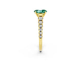 Yellow gold Oval Cut Green Sapphire Solitaire Ring with Cathedral Setting and Pavé Band_2