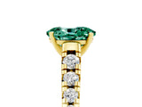 Yellow gold Oval Cut Green Sapphire Solitaire Ring with Cathedral Setting and Pavé Band_5