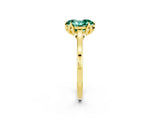 Yellow gold Oval Cut Green Sapphire Solitaire Ring with Flower Prong Setting and Classic Band_14