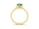Yellow gold Oval Cut Green Sapphire Solitaire Ring with Flower Prong Setting and Classic Band_15