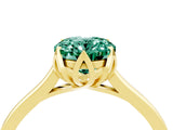 Yellow gold Oval Cut Green Sapphire Solitaire Ring with Flower Prong Setting and Classic Band_16